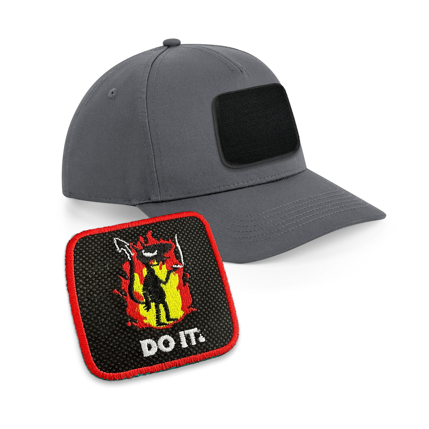 Sarcastic Do It Devil Cap Embroidered Velcro Patch Hat Black, White, Grey