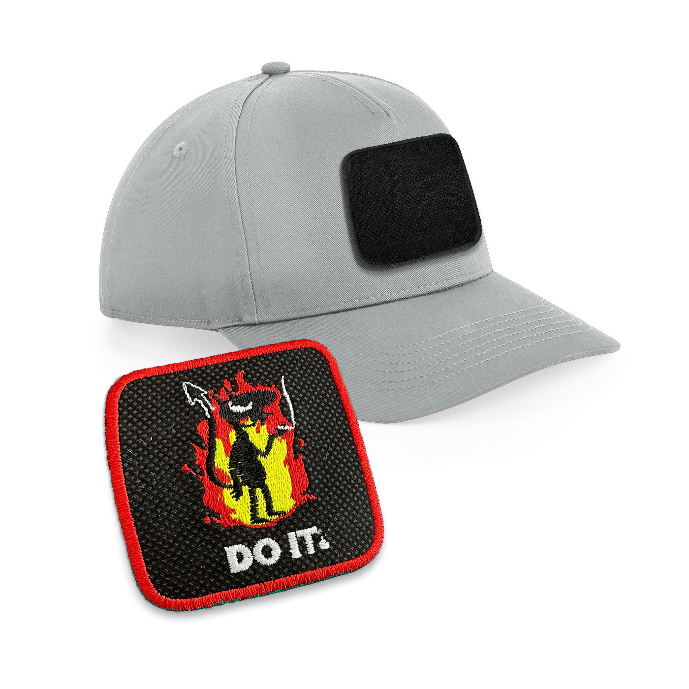 Sarcastic Do It Devil Cap Embroidered Velcro Patch Hat Black, White, Grey