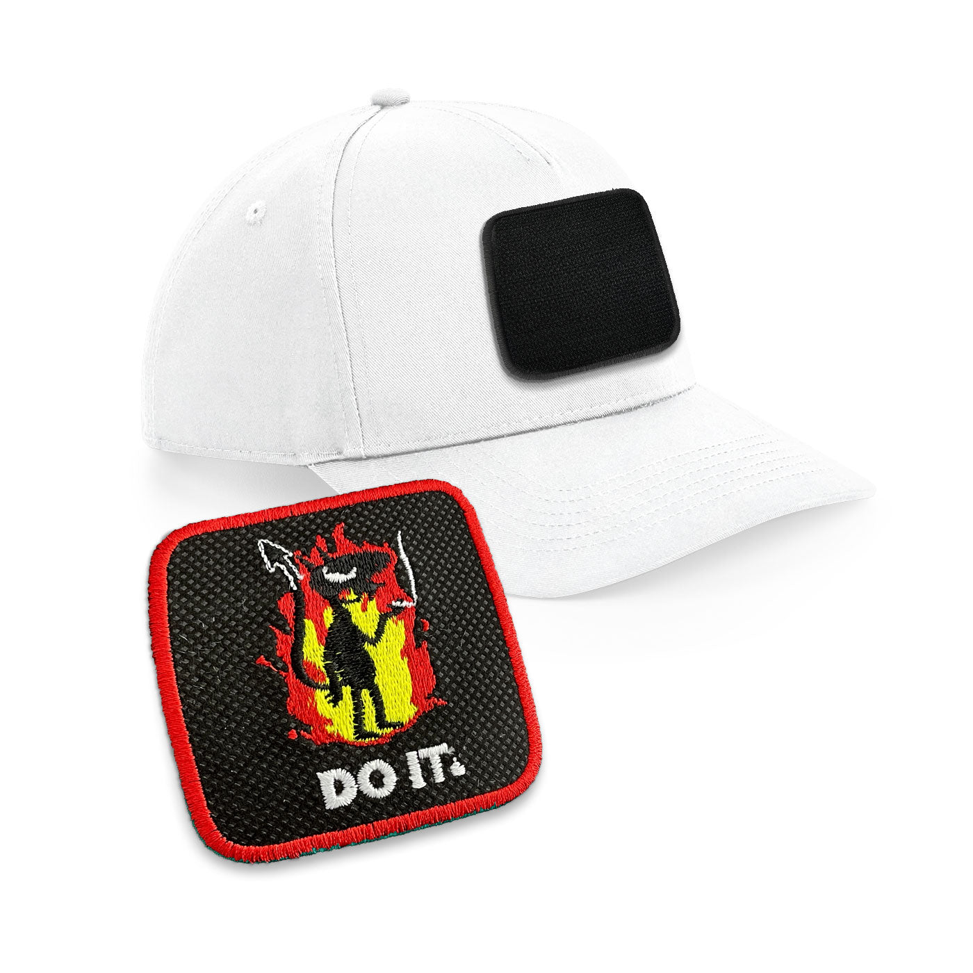 Sarcastic Do It Devil Cap Embroidered Velcro Patch Hat Black, White, Grey