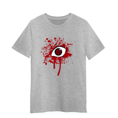 Sasuke Uchiha Eyes Blood Naruto Japanese Unisex Grey T-shirt