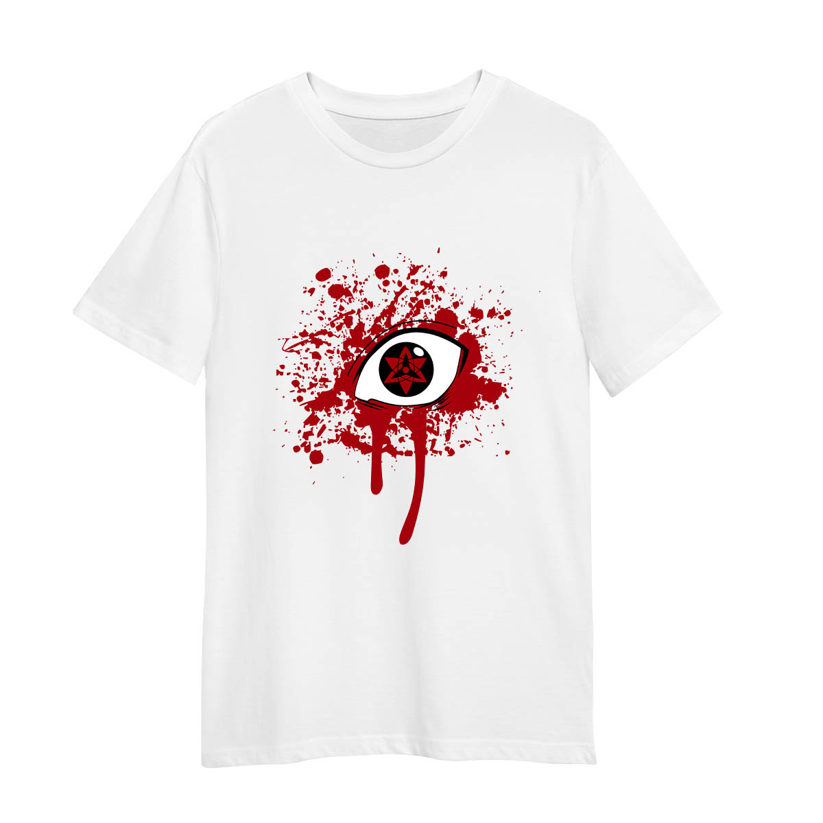 Sasuke Uchiha Eyes Blood Naruto Japanese Unisex White T-shirt