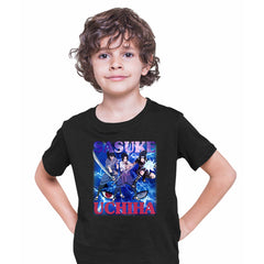 Naruto Shippuden Sasuke Uchiha Graphic Art Naruto Anime Manga Black T-shirt for Kids