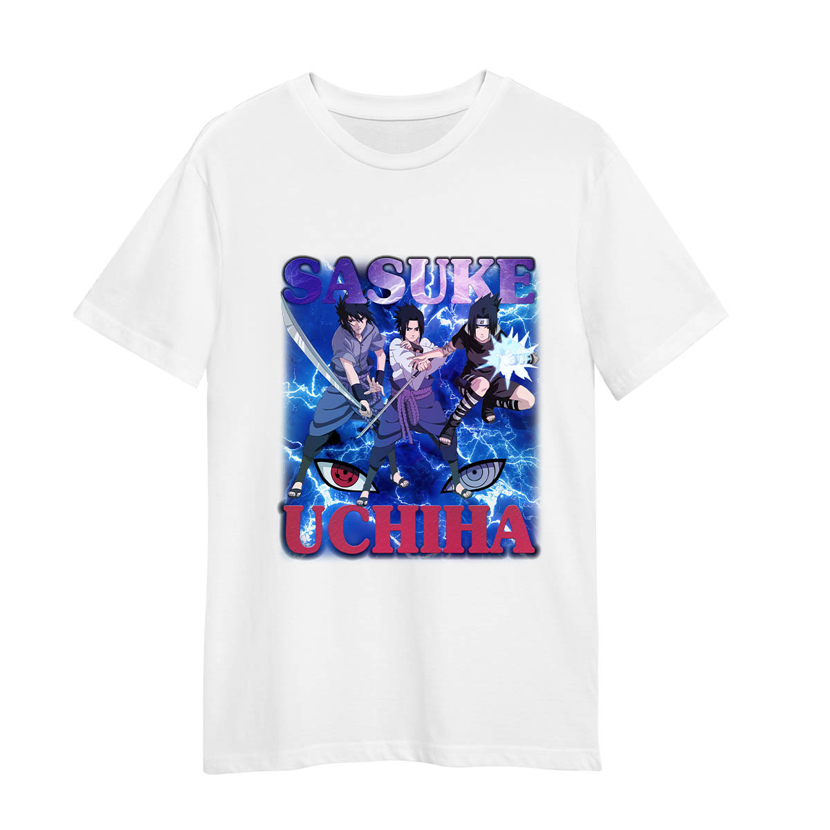 Sasuke Uchiha Naruto Anime Shippuden Adult Unisex White T-shirt