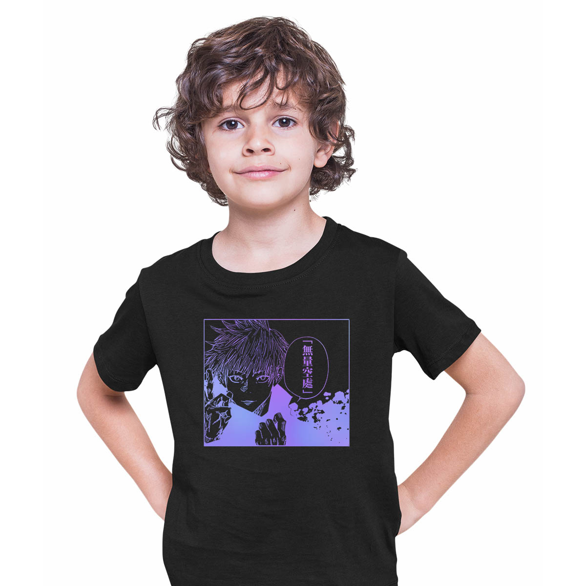 Satoru Gojo Jujutsu Kaisen Anime Manga Black T-shirt for Kids