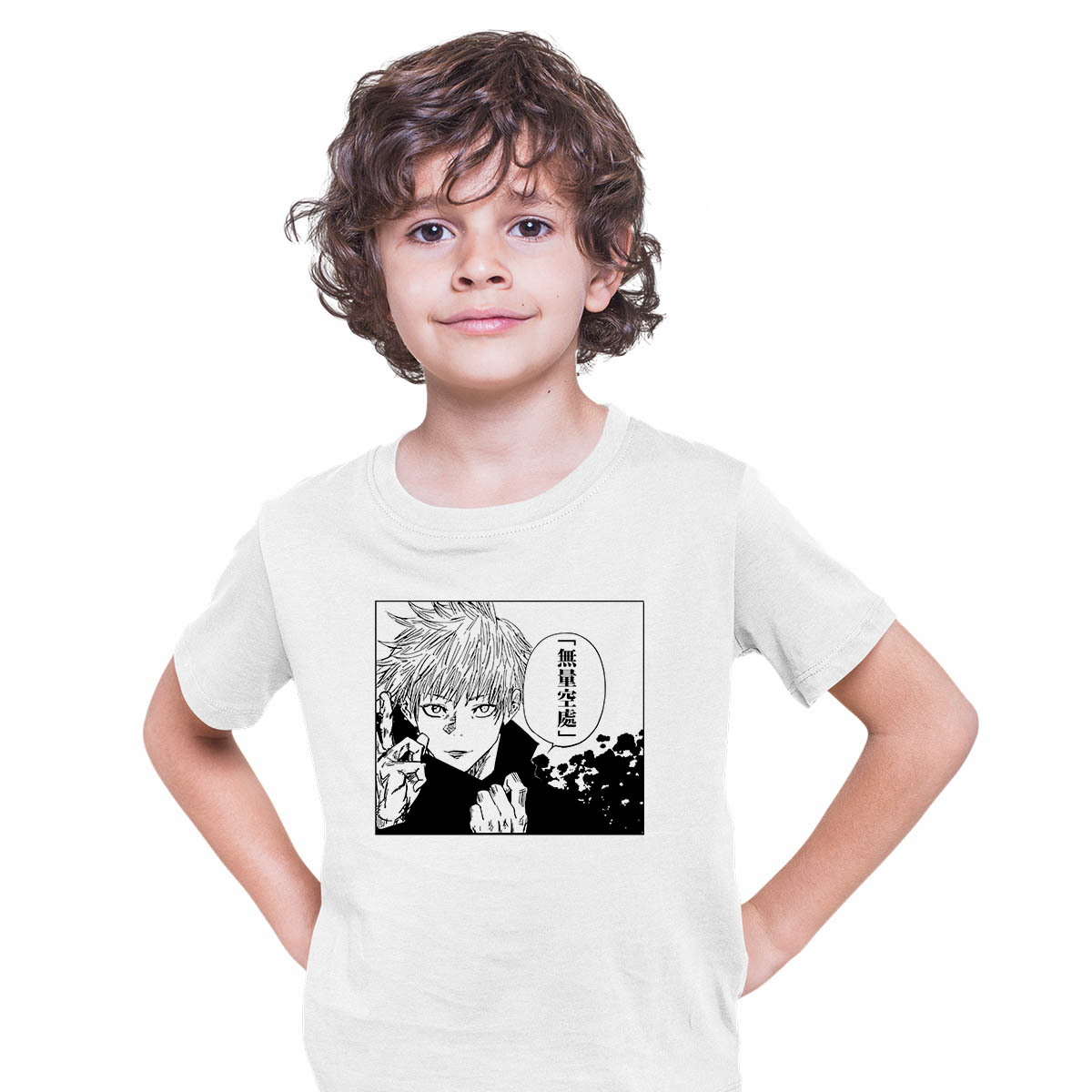 Satoru Gojo Jujutsu Kaisen Anime Manga White T-shirt for Kids