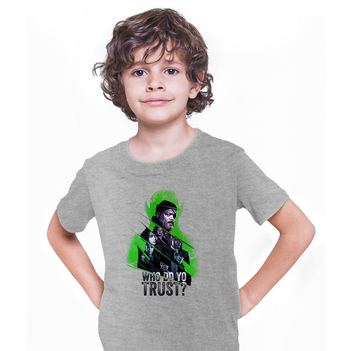 Secret Invasion Nick Fury Grey Kids t-shirt 
