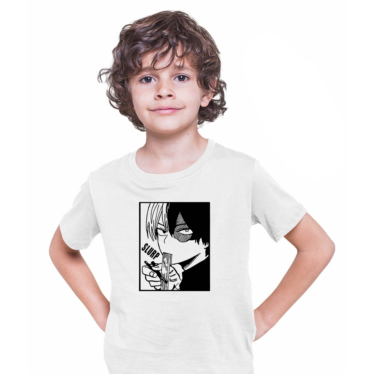 Shoto Todoroki Slurp My Hero Academia Boku No Hero Anime Manga White T-shirt for Kids