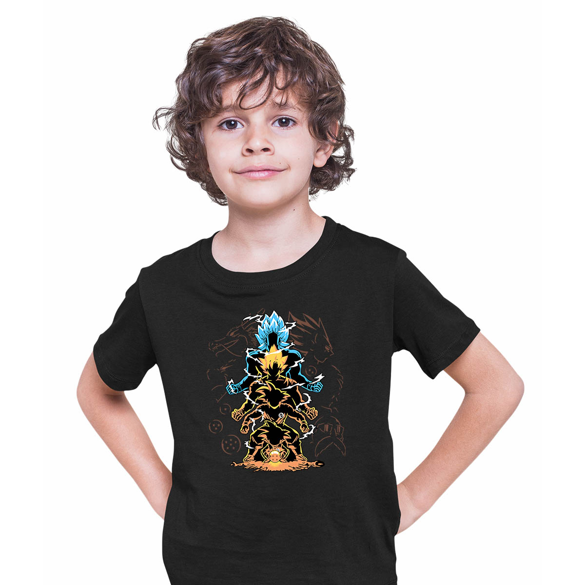 Son Goku Graphic Art Dragon Ball Z Japanese Anime Manga Black T-shirt for Kids