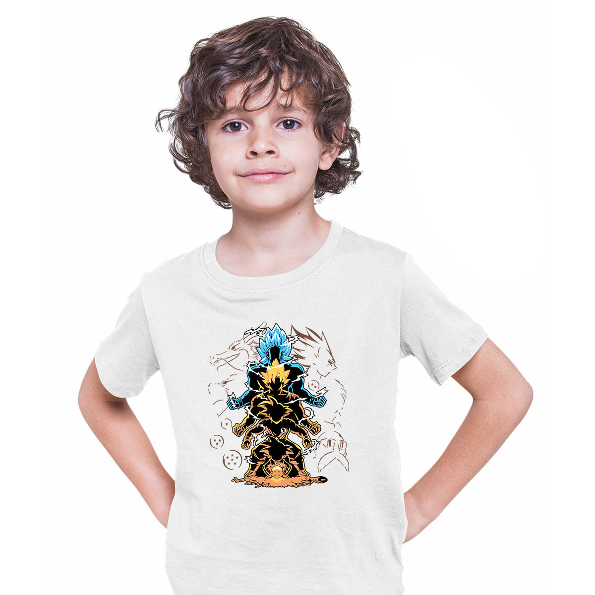 Son Goku Graphic Art Dragon Ball Z Japanese Anime Manga White T-shirt for Kids