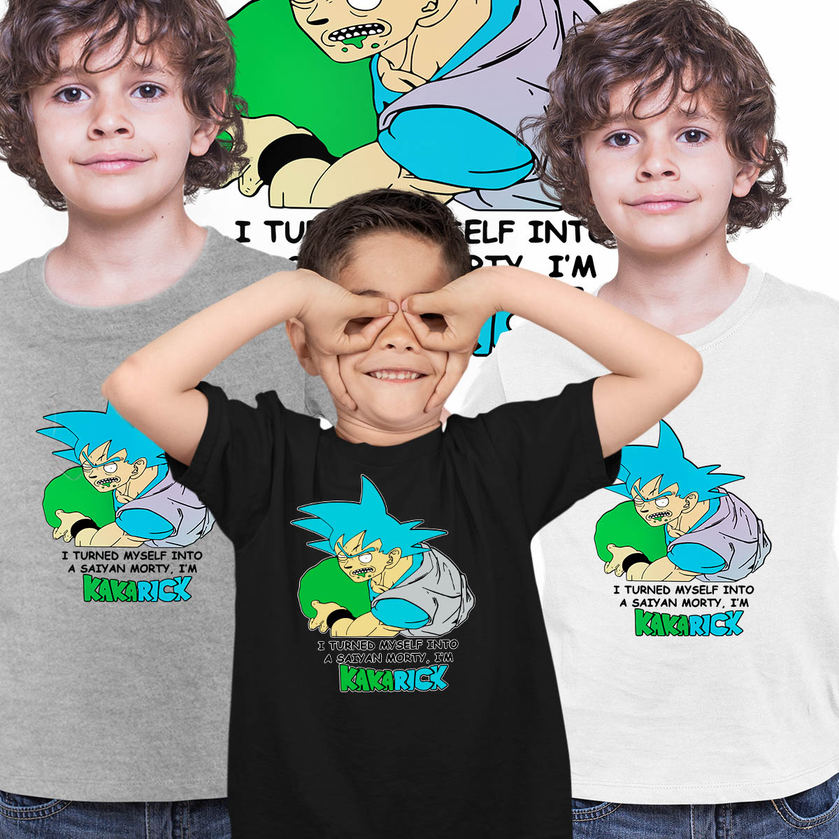 Son Goku Rick And Morty  Turned Myself Into A Saiyan Morty I’m Kakarick Anime Manga T-shirt for Kids