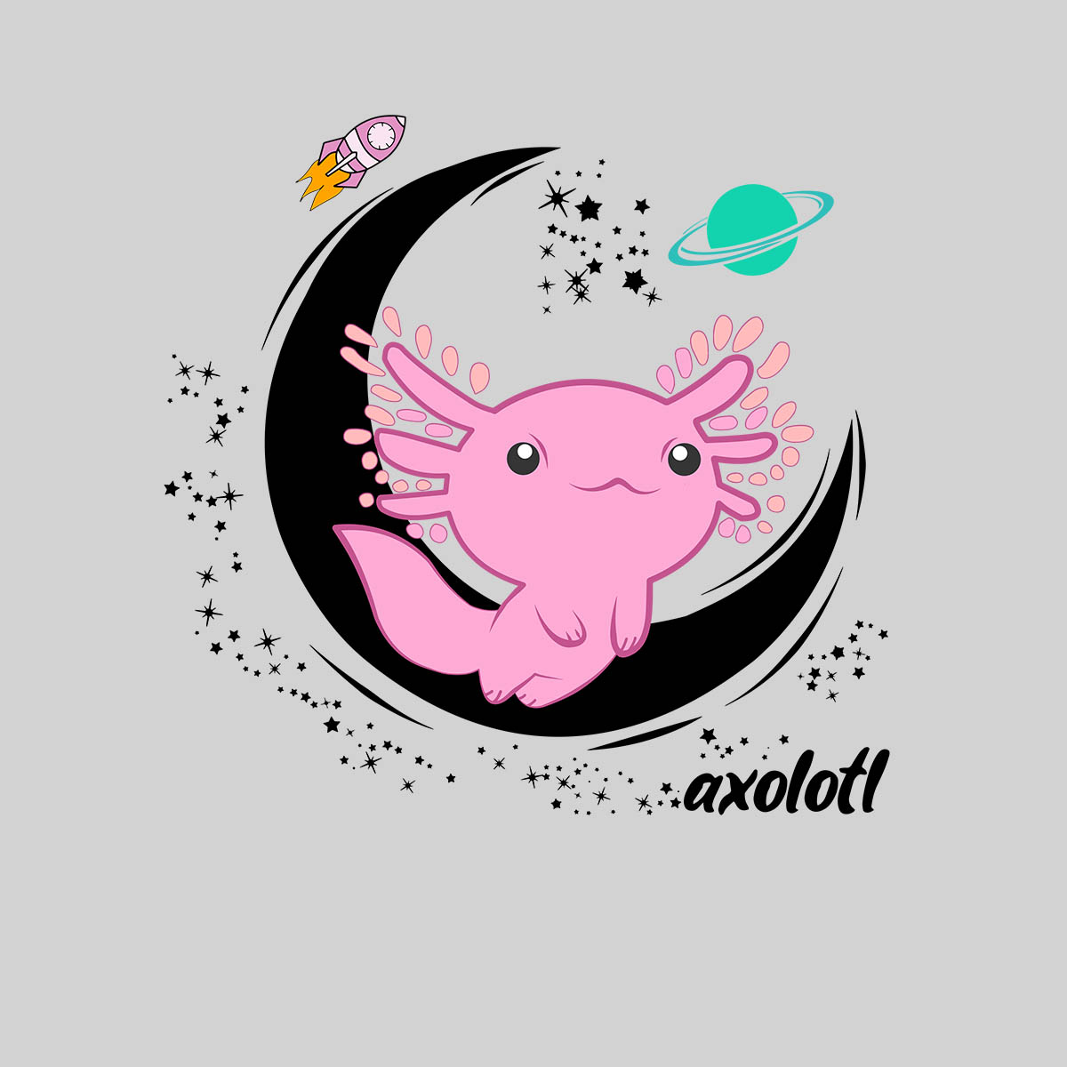 Space Axolotl Kawaii Pastel Goth Comic Japan Anime Manga T-shirt for Kids