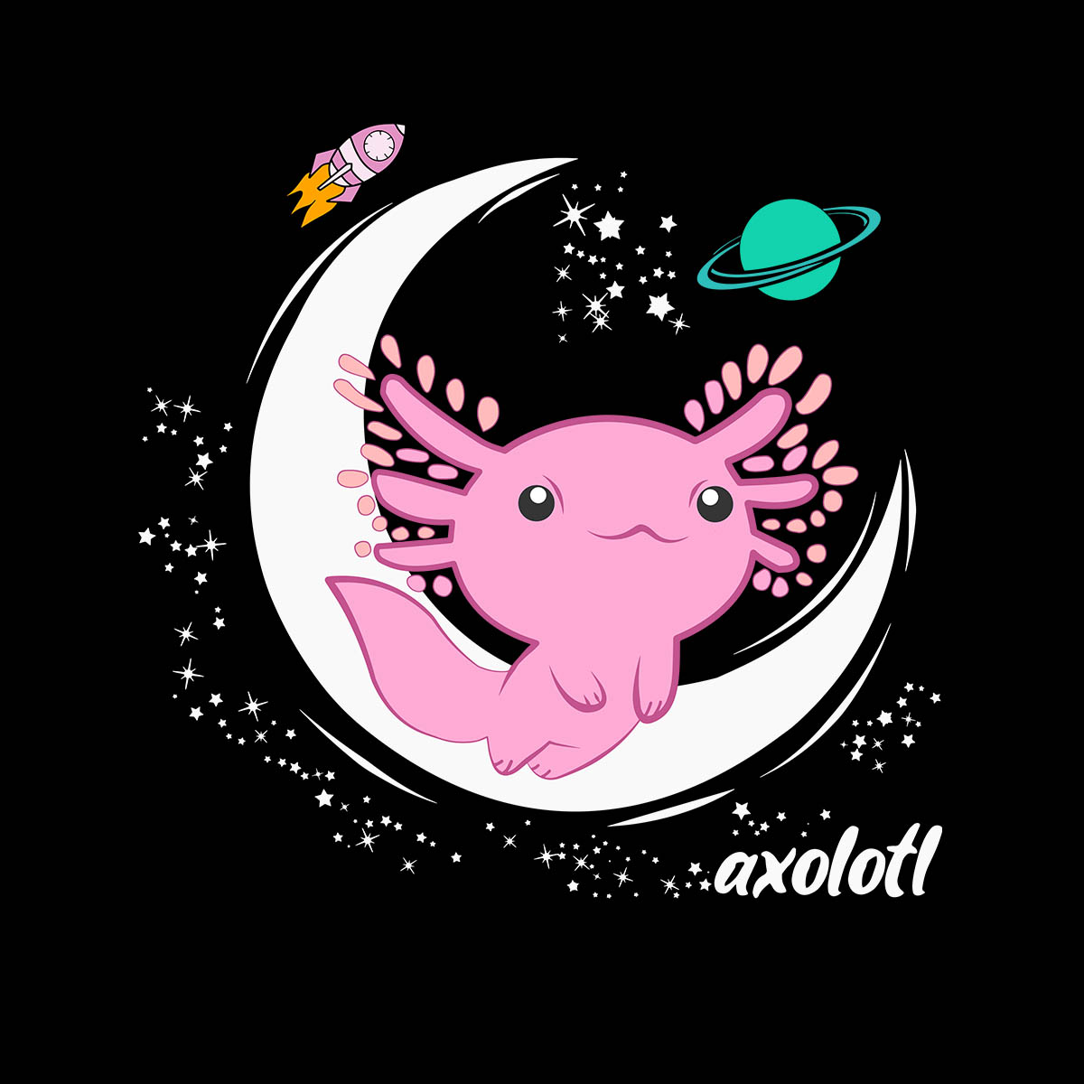 Space Axolotl Kawaii Pastel Goth Comic Japan Anime Manga T-shirt for Kids