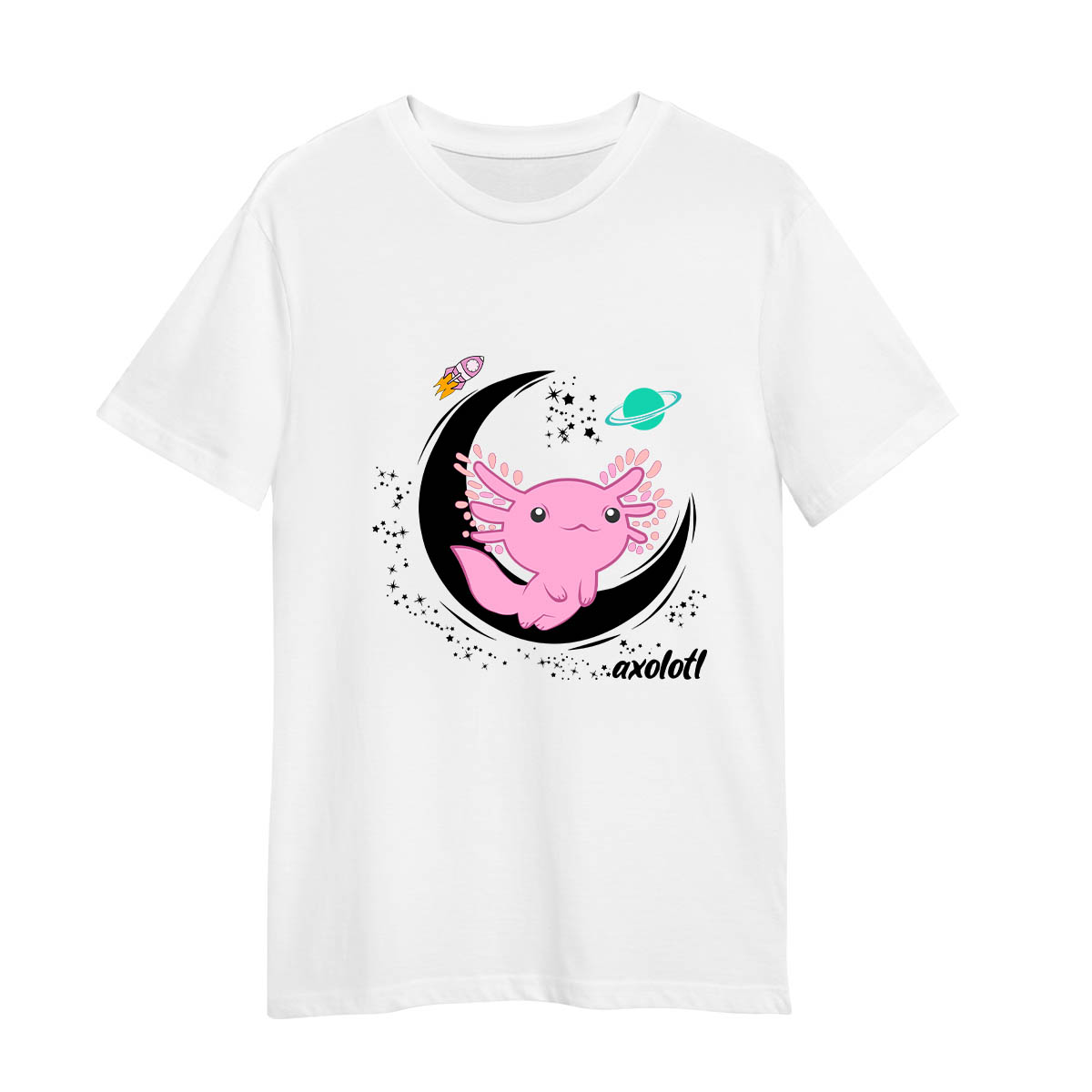 Space Axolotl Kawaii Pastel Goth Japan Anime Comic Adult Unisex White T-shirt