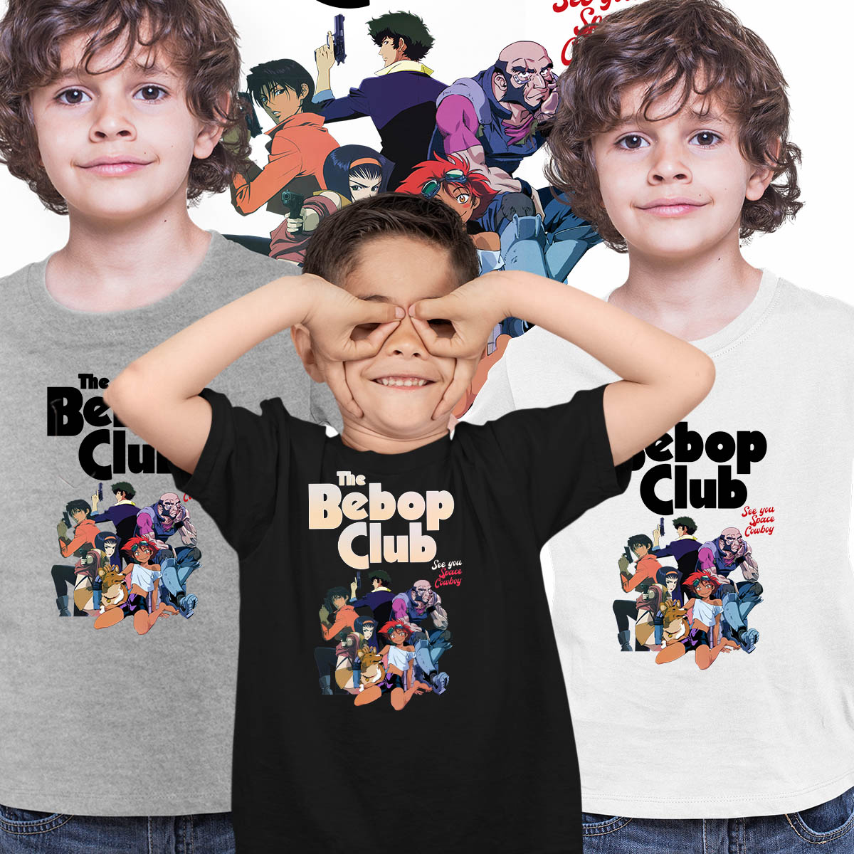 The Bebop Club Cowboy Bebop  Cowboy Bebop Manga Anime Black T-shirt for Kids