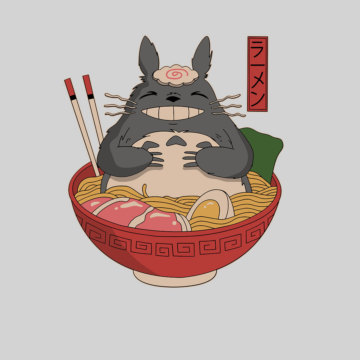 Totoro In The Ramen Bowl Cartoon Anime My Neighbor Totoro Adult Unisex T-shirt