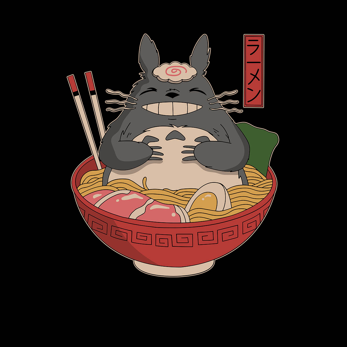 Totoro In The Ramen Bowl Cartoon Anime My Neighbor Totoro Adult Unisex T-shirt