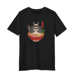 Totoro In The Ramen Bowl Cartoon Anime My Neighbor Totoro Adult Unisex Black T-shirt