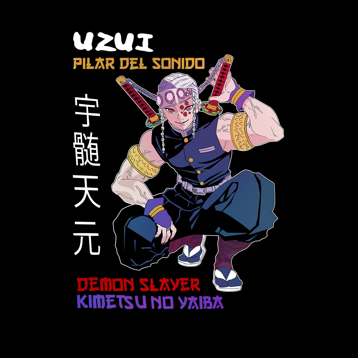 Uzui Pilar Del Sonido Demon Slayer Kimetsu No Yaiba Anime Adult Unisex T-shirt