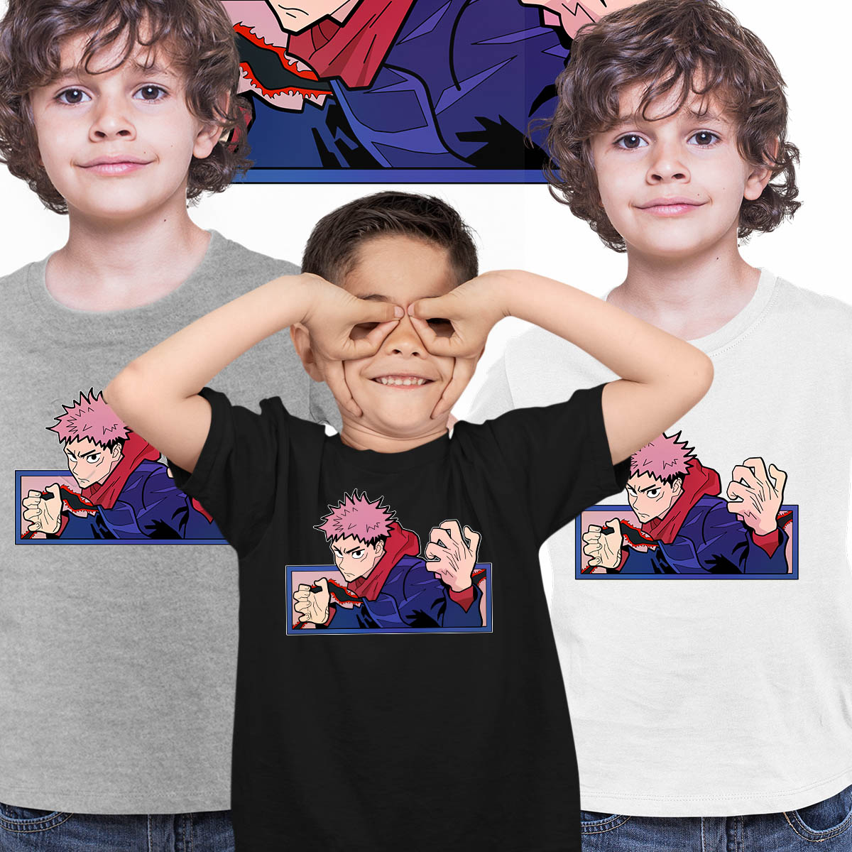 Yuji Itadori Jujutsu Kaisen Japanese Anime Manga T-shirt for Kids