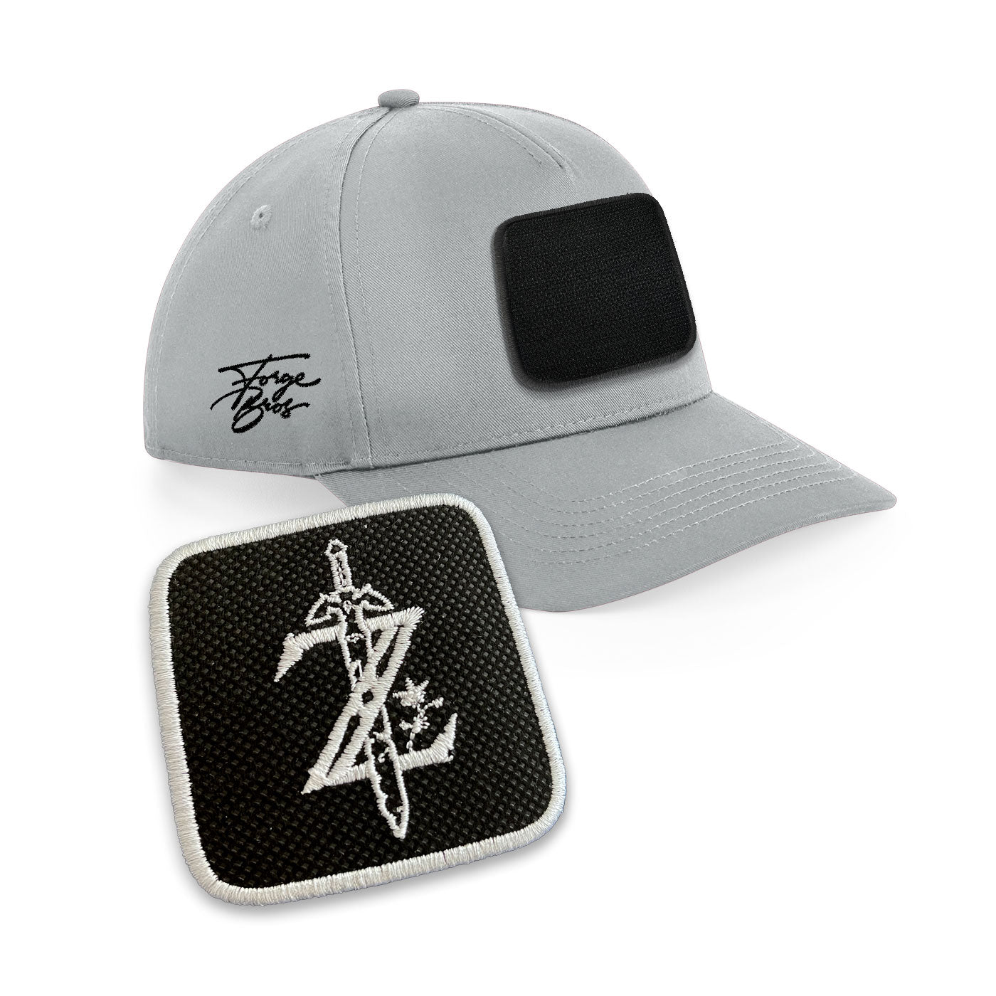 Zelda Cap Embroidered Velcro Patch Hat Gaming Black, White, Grey