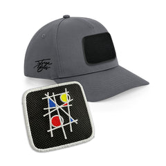 Mondrian Art Cap Embroidered Velcro Patch Hat Arty Black, White, Grey