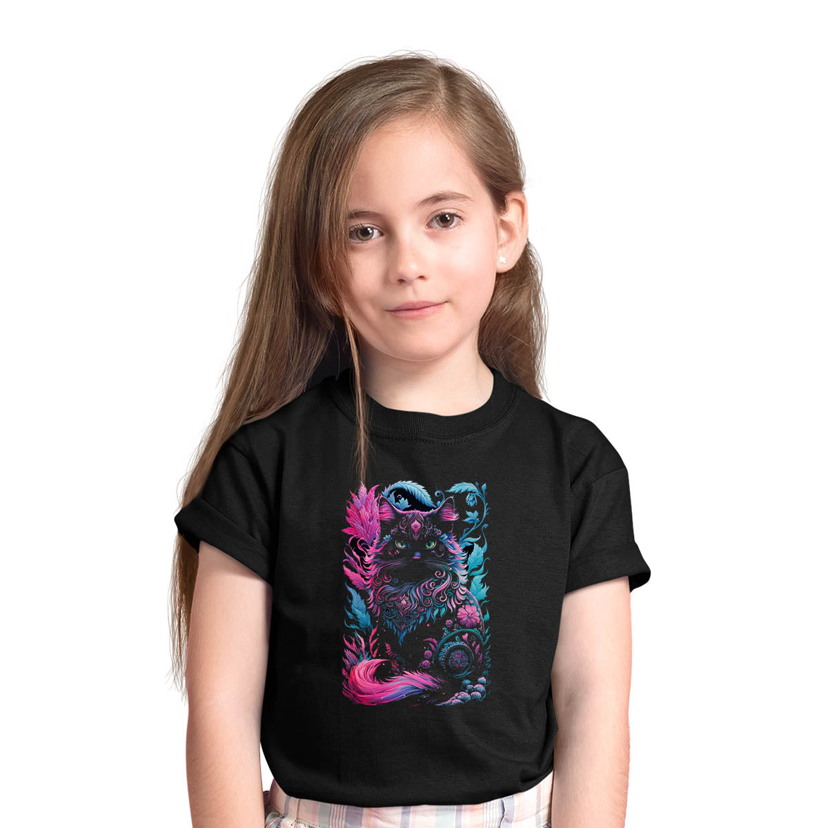 Mystical cat illustration Sassy Cat Magic Black T-shirt