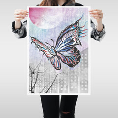 A2 Butterfly Wall Art Print Home Kitchen Living Room Unframed Unique Poster - Kuzi Tees