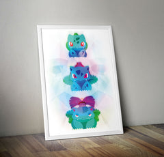 Venusaur Evolution Pokemon Go Print Anime Manga Wall Art A2 Size gift idea - Kuzi Tees