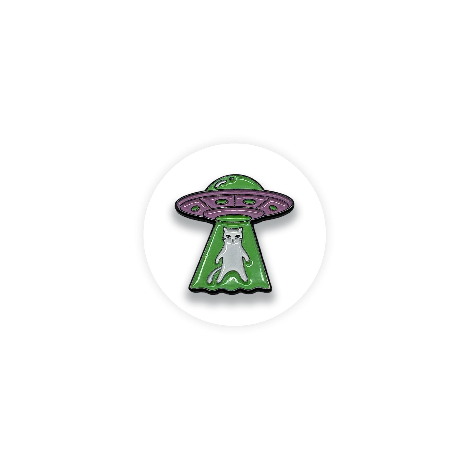 UFO Alien Cat Enamel Pin Badge - Kuzi Tees