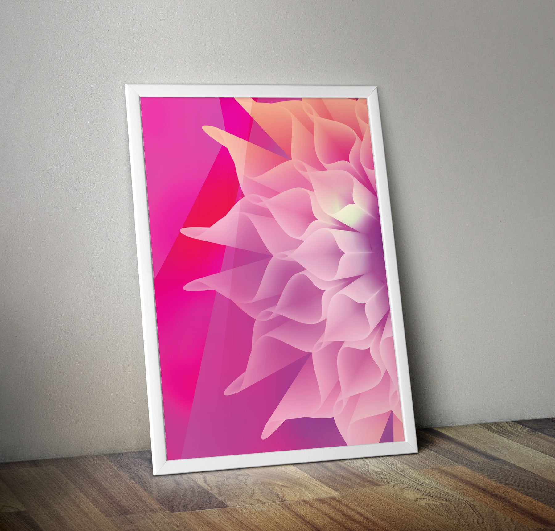 Nature Pink & Purple Detail Flower Falling 3D Smashed Kitchen Wall A2 Poster Art - Kuzi Tees