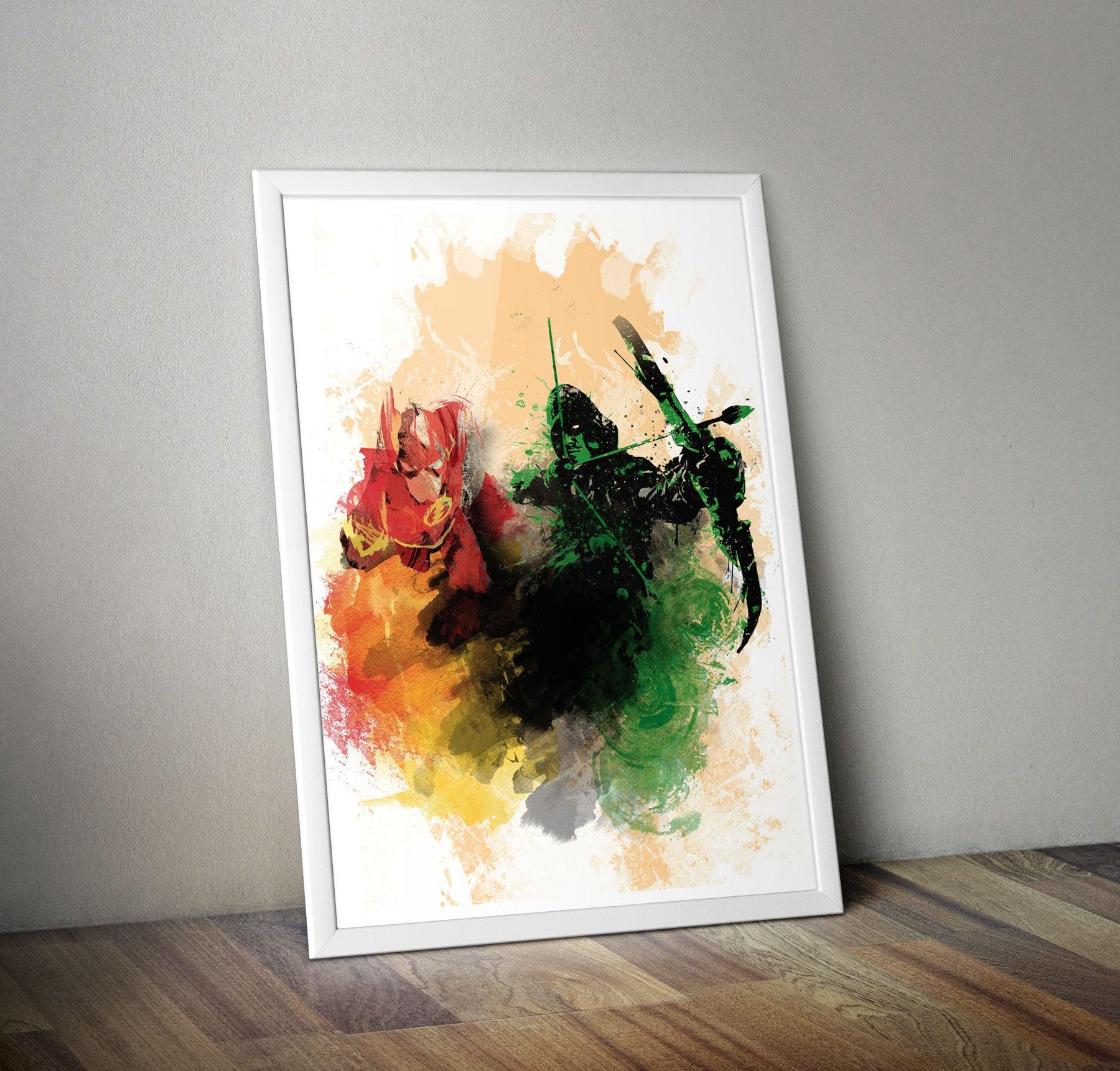 Flash & Arrow Movie Art Poster Original Wall Unique Graphic Design DC Universe - Kuzi Tees