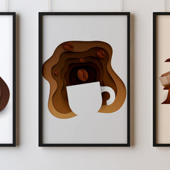 Coffee Five Kitchen Wall Art Prints Dining Room Home Décor Poster Minimalistic Paper Cut Art - Kuzi Tees