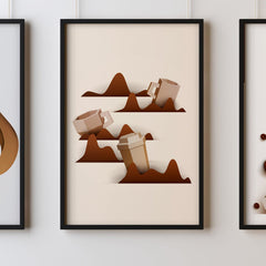 Coffee Six Kitchen Wall Art Prints Dining Room Home Décor Poster Minimalistic Paper Cut Art - Kuzi Tees
