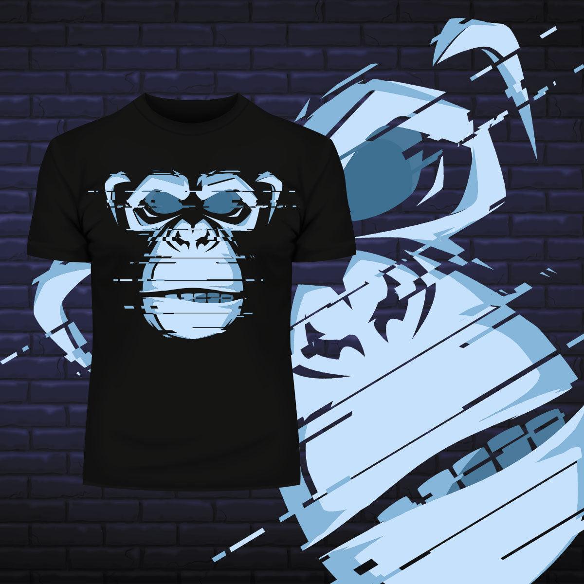 Abstract Glitchy Chimp Cool T-shirt With Attitude - Kuzi Tees