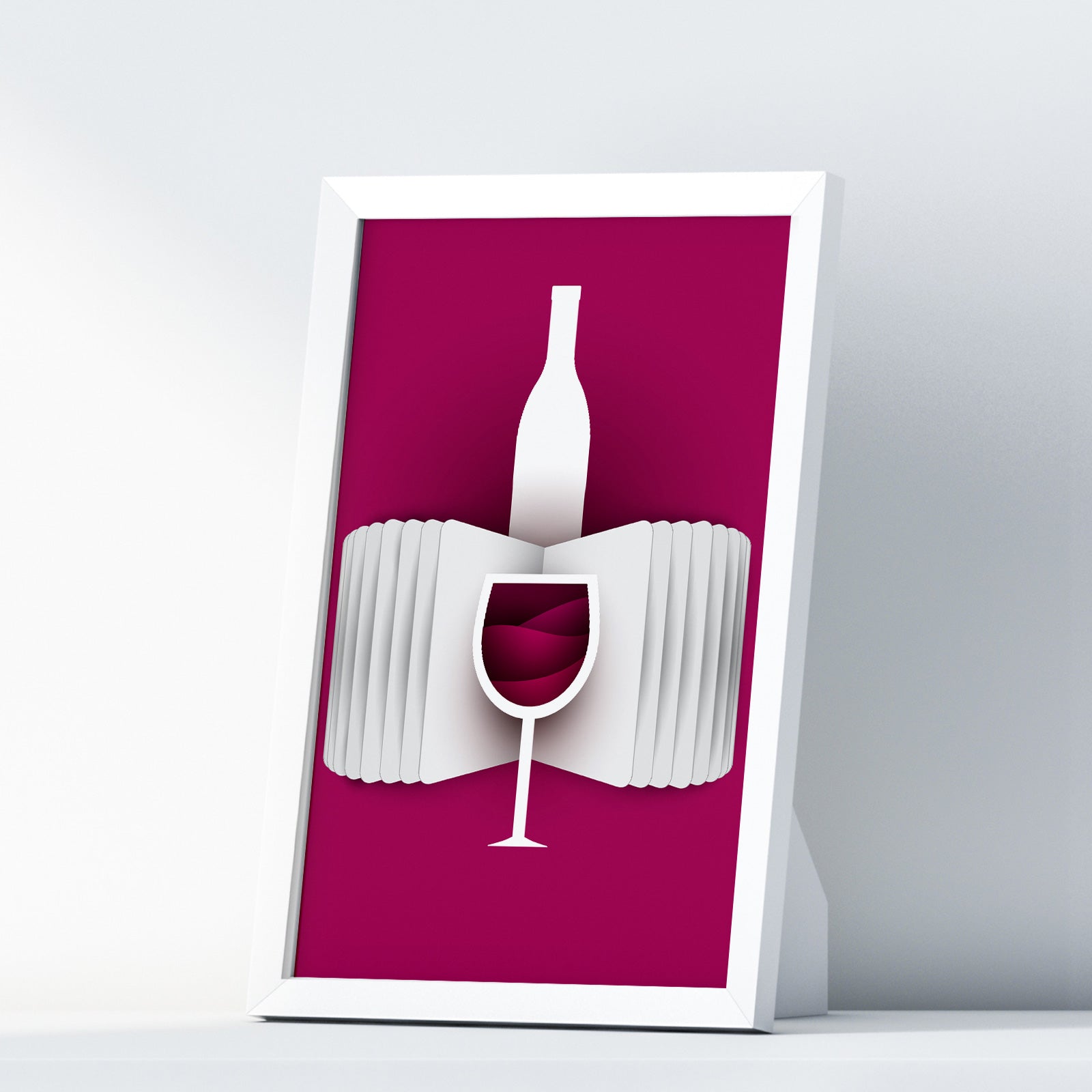 Wine Two Kitchen Wall Art Prints Dining Room Home Décor Poster Minimalistic Paper Cut Art - Kuzi Tees