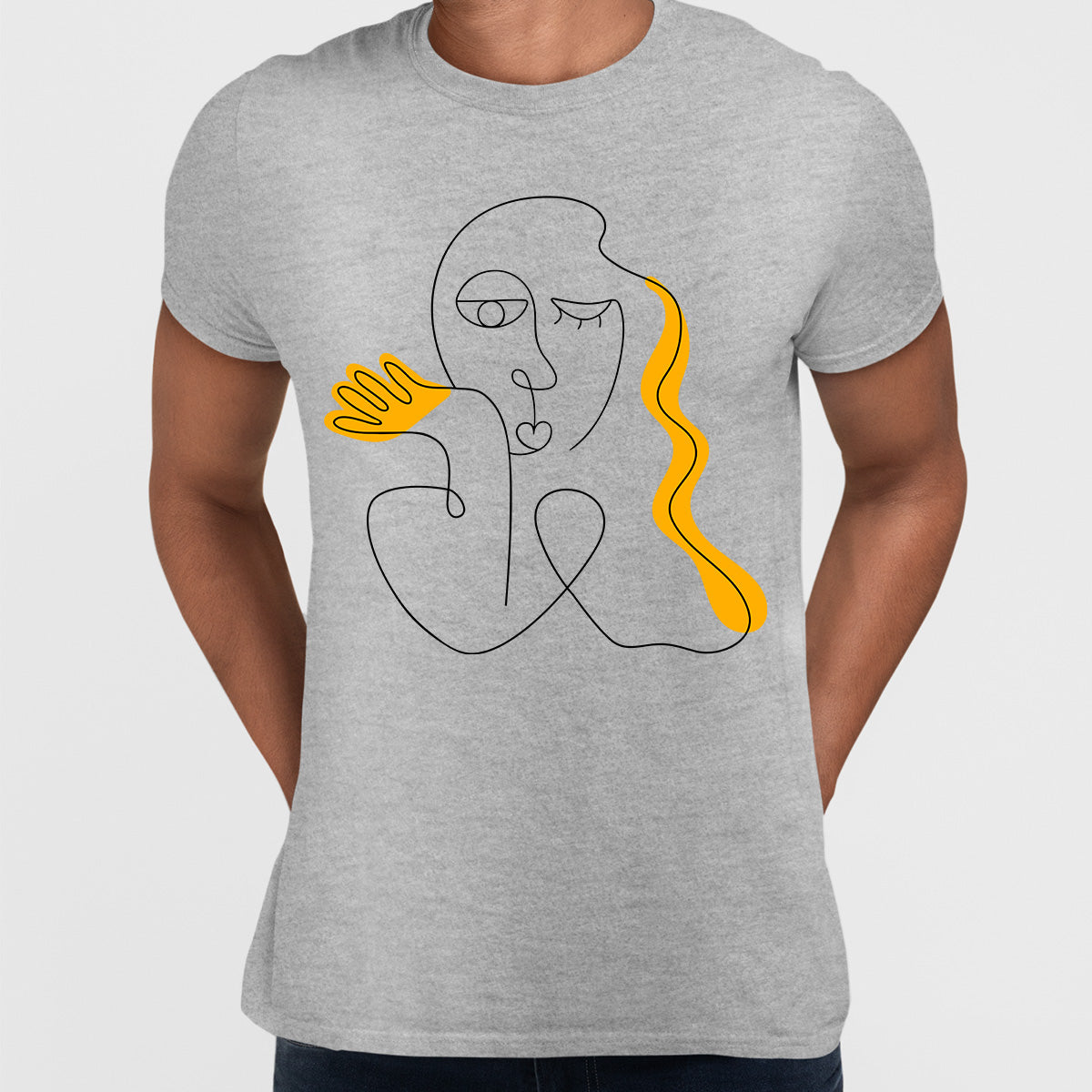 Old-Skool One Line Drawing Abstract Face Two - Kuzi Tees