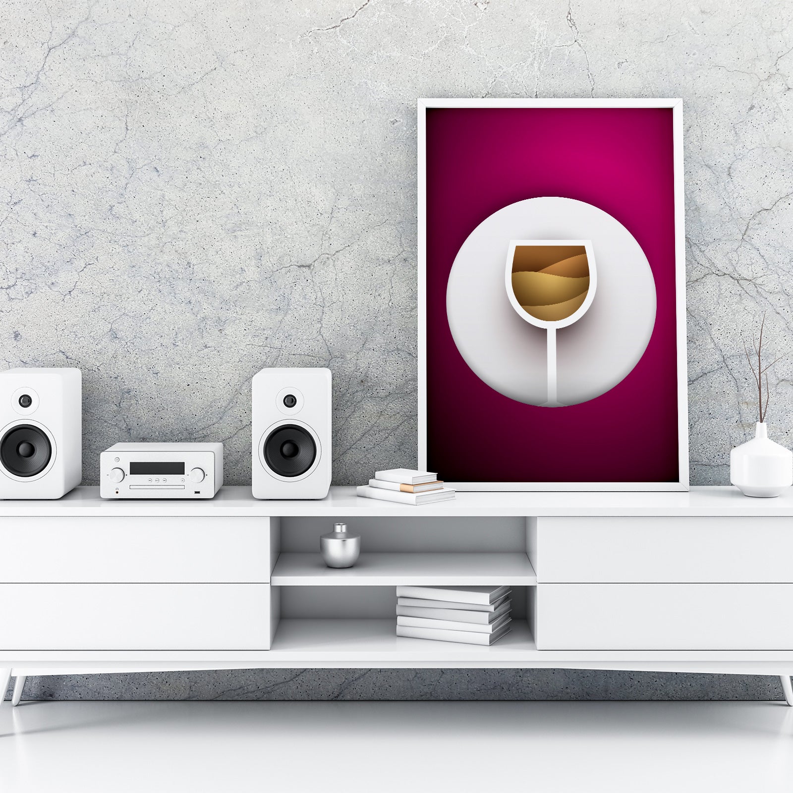 Wine Four Kitchen Wall Art Prints Dining Room Home Décor Poster Minimalistic Paper Cut Art - Kuzi Tees