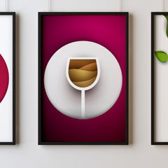 Wine Four Kitchen Wall Art Prints Dining Room Home Décor Poster Minimalistic Paper Cut Art - Kuzi Tees