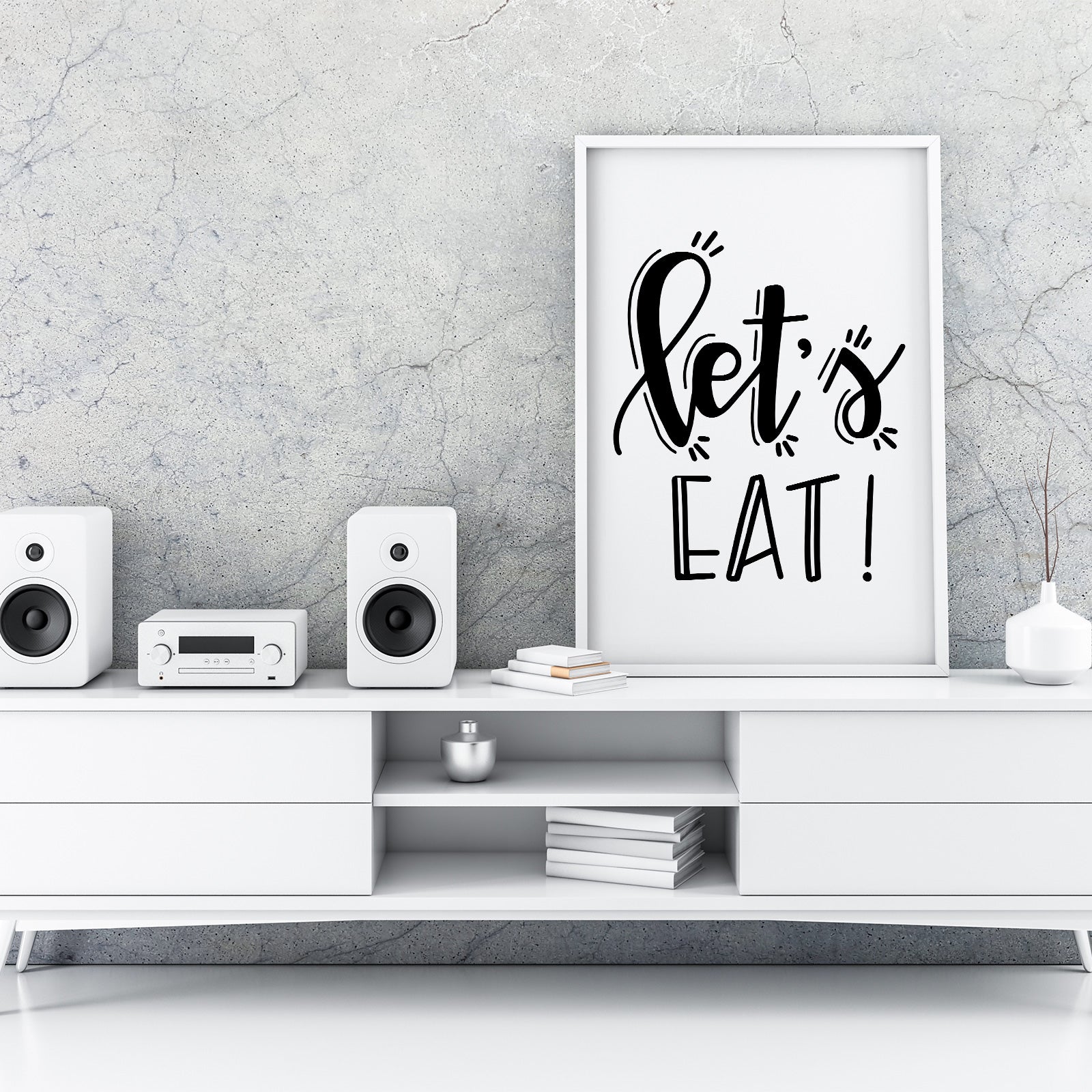 Lets Eat A4 A3+A2 Posters Wall Art Home - Kuzi Tees