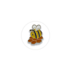 Honey Bee with Honeycomb Metal Enamel Pin Badge - Kuzi Tees
