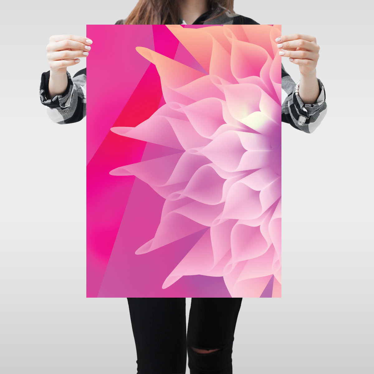 Nature Pink & Purple Detail Flower Falling 3D Smashed Kitchen Wall A2 Poster Art - Kuzi Tees
