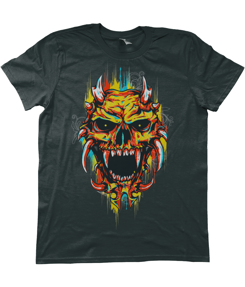 Urban Graffiti Demon Skull Heart Hearted T-Shirt - Kuzi Tees