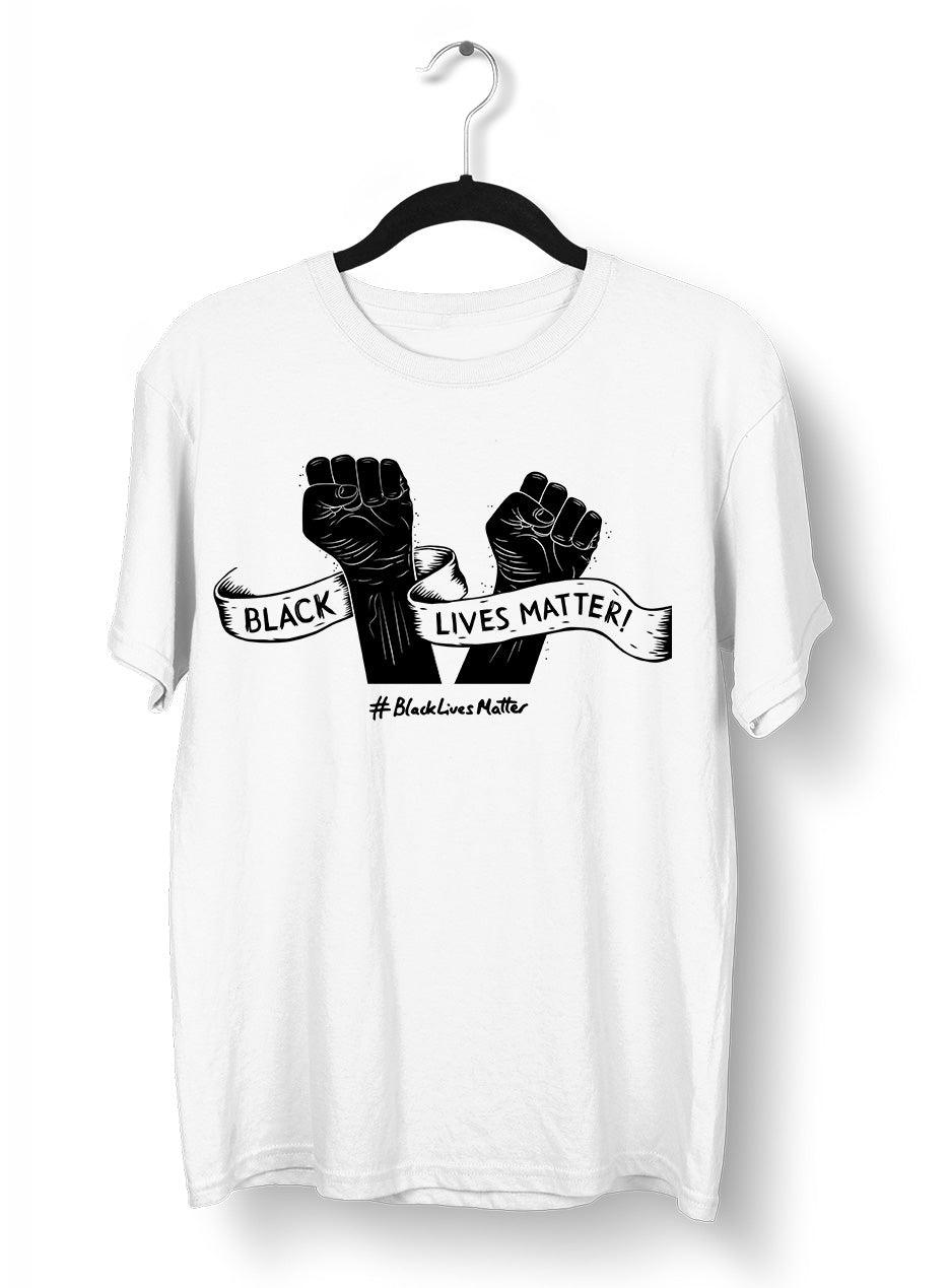 Black Lives Matter Anti-Racism Protest Black & White T-Shirt - Kuzi Tees