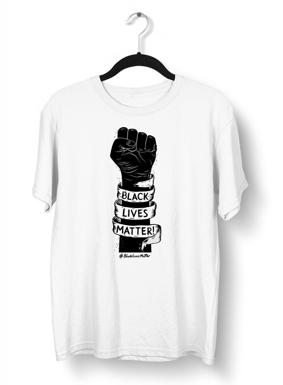 Closed Palm Black Lives Matter Anti Racism Protest Black & White T-Shirt - Kuzi Tees