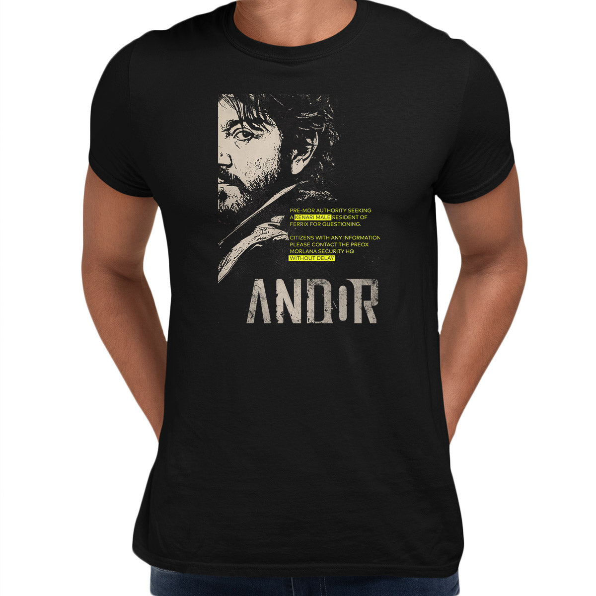 Andor Cassian  Wanted Black T-shirt Diego Luna Star Wars Series