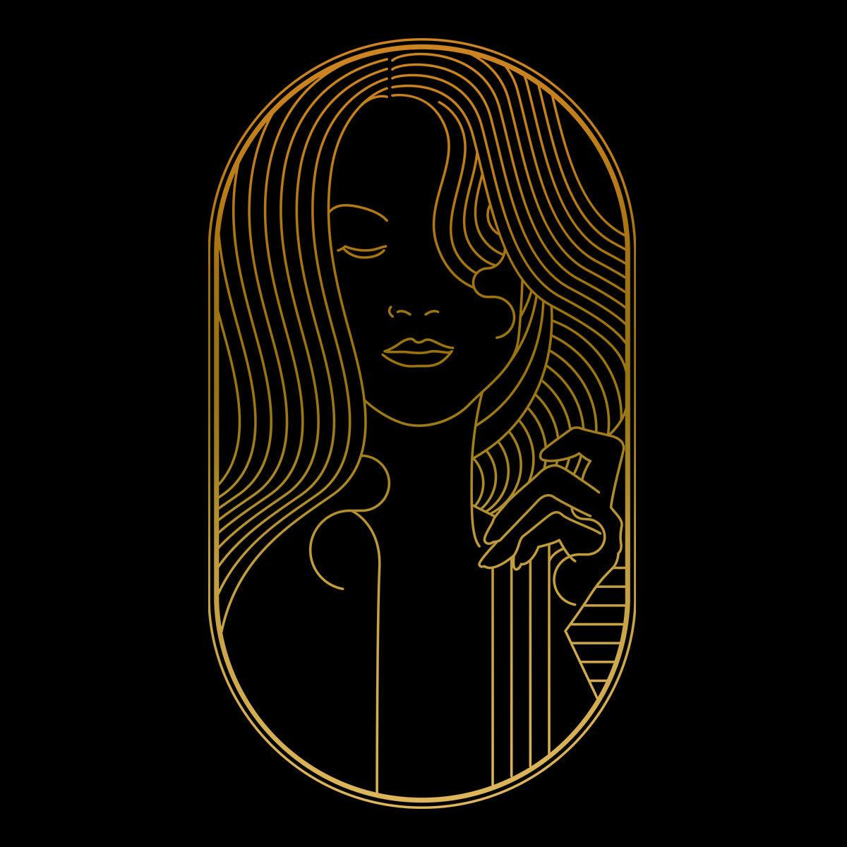 Art Deco Elegant Portraits Unisex T-shirt Golden Nostalgia Soft Line Design 11 - Kuzi Tees