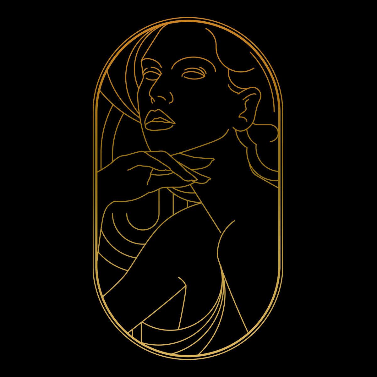 Art Deco Elegant Portraits Unisex T-shirt Golden Nostalgia Soft Line Design 5 - Kuzi Tees