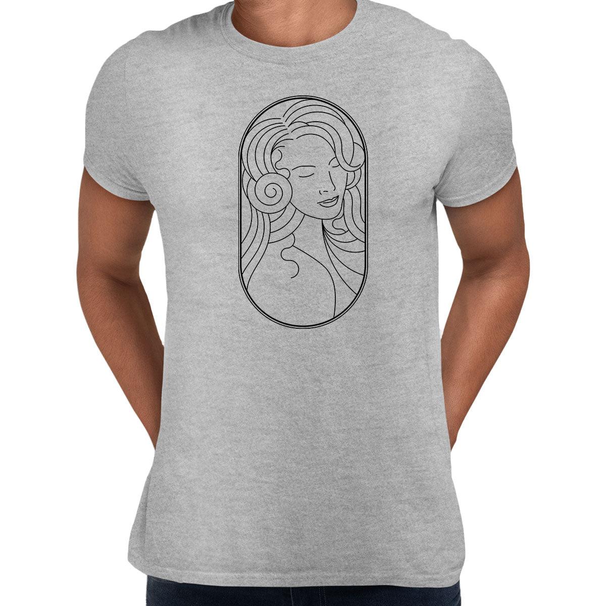 Art Deco Elegant Portraits Unisex T-shirt Golden Nostalgia Soft Line Design 7 - Kuzi Tees