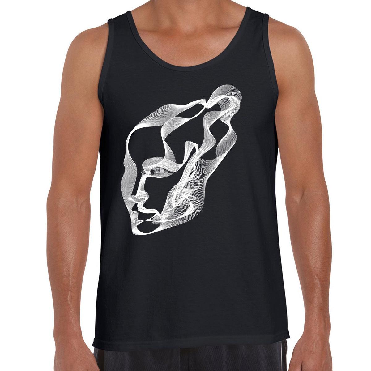 Artificial Intelligence Human Head Surreal Portrait Black & White Tank Top - Kuzi Tees