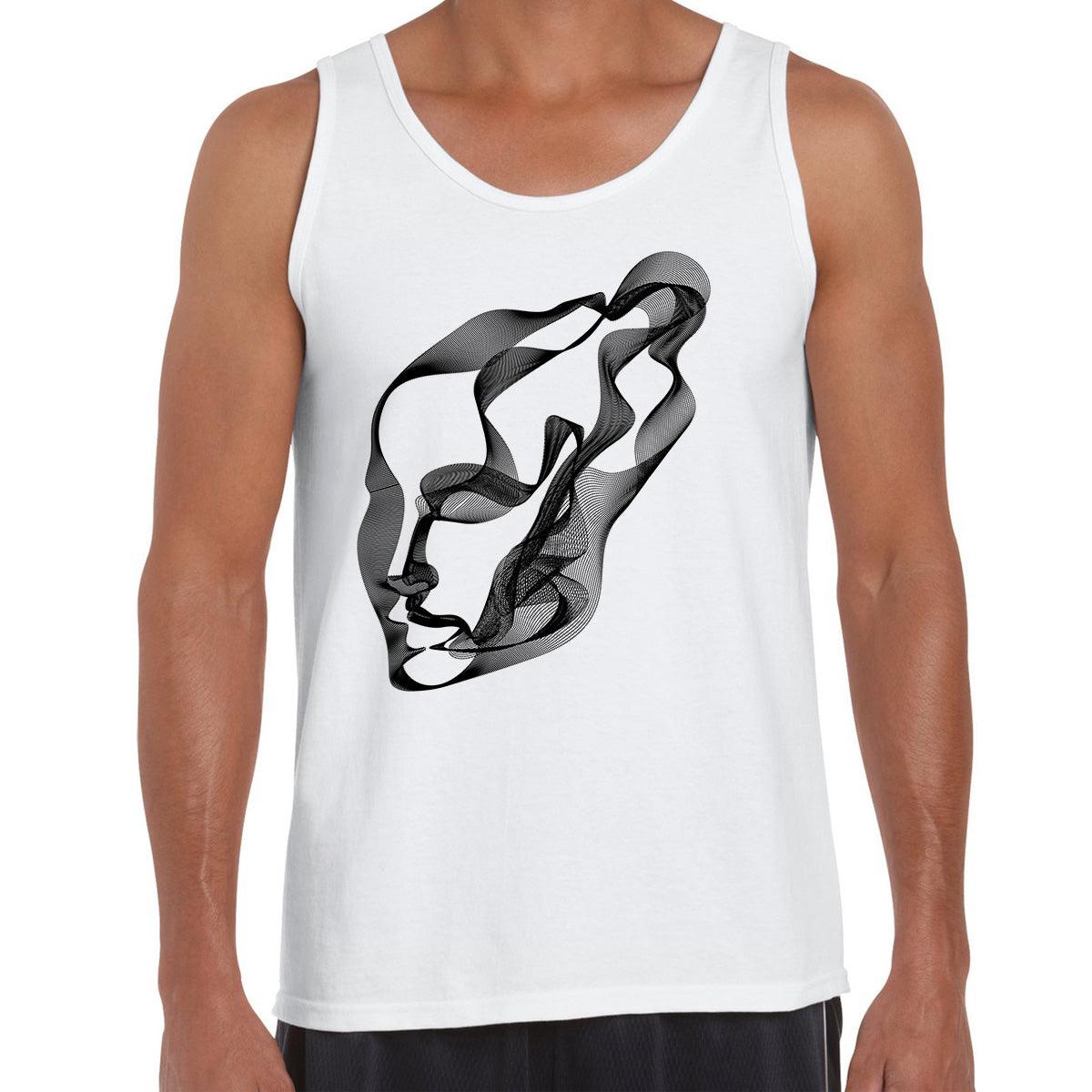 Artificial Intelligence Human Head Surreal Portrait Black & White Tank Top - Kuzi Tees